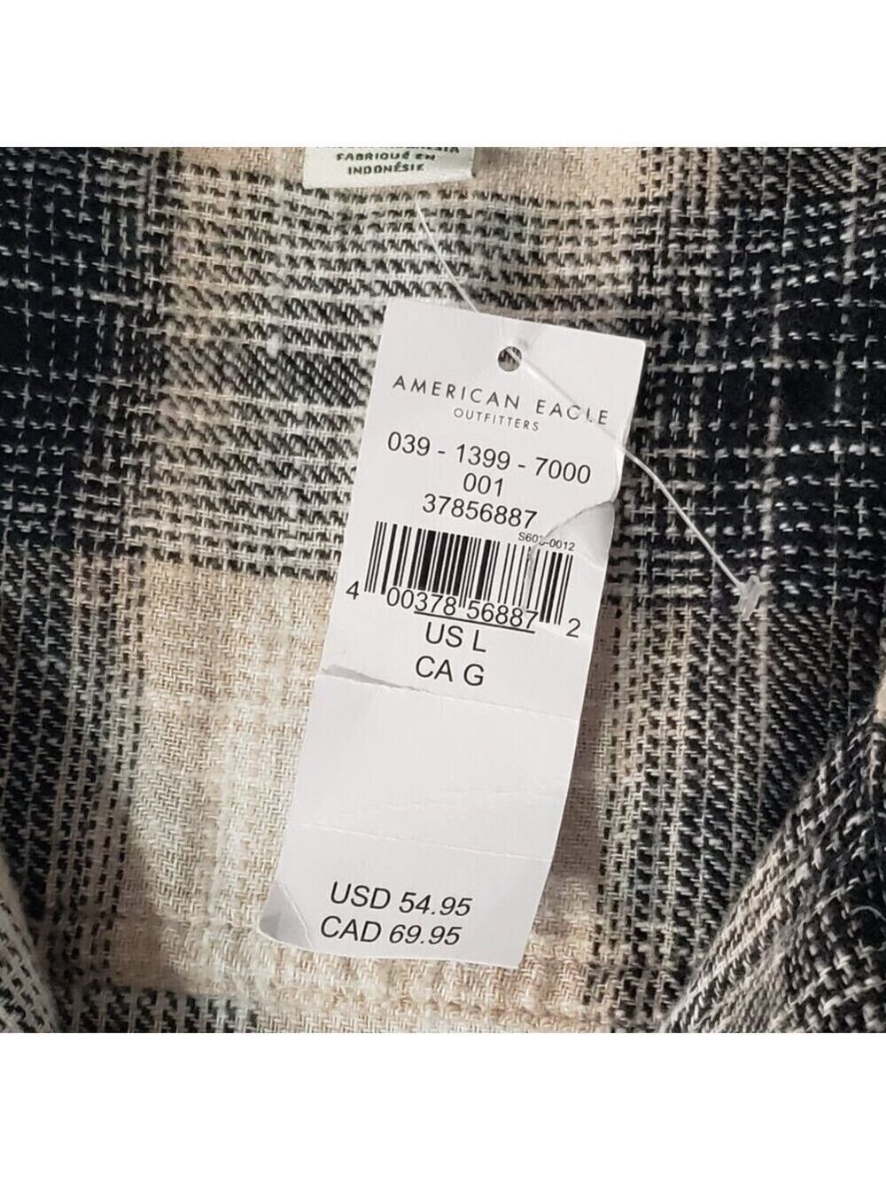 American Eagle Women's Long Sleeve Plaid Dress Size L Beige Black - Picture 6 of 9